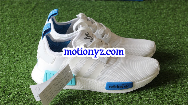 Real Boost Adidas NMD R1 White Blue Glow